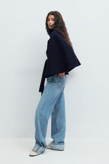 Lara™ | Cape-Mantel mit Taillengürtel & Stehkragen