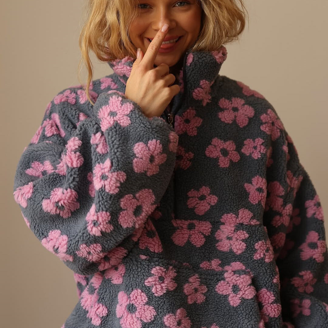 Daisy | Geblümter Warmer Fleecepullover