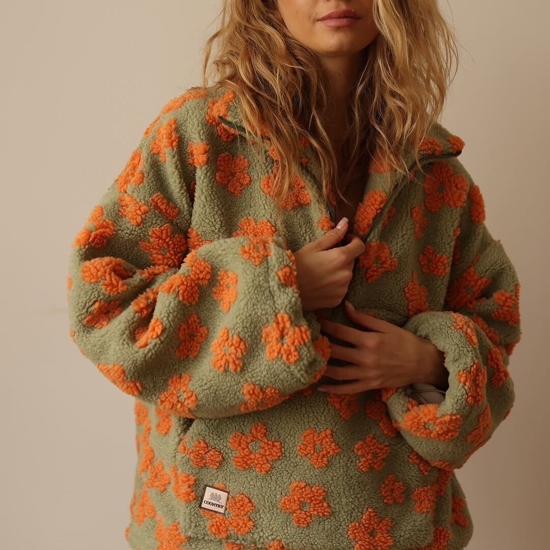 Daisy | Geblümter Warmer Fleecepullover