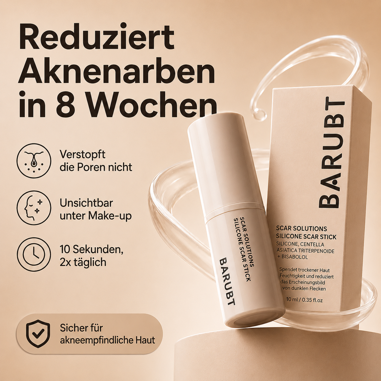ScarStick™ | Für Aknenarben, OP-Narben & Dehnungsstreifen. Klinisch wirksam für zu Hause