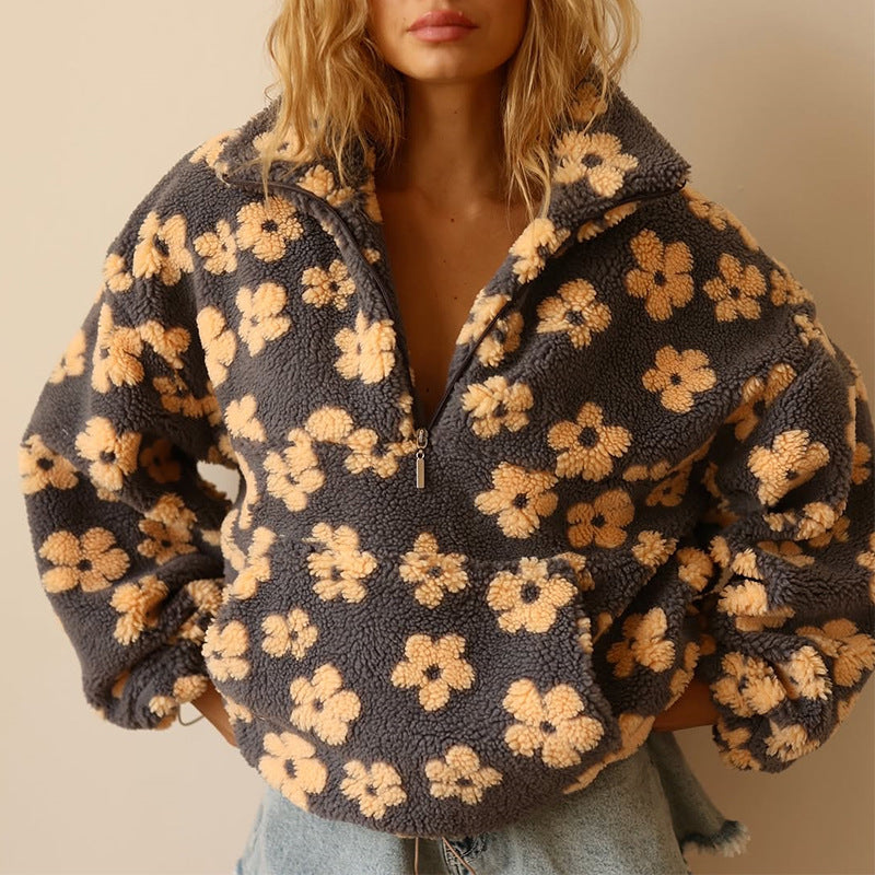 Daisy | Geblümter Warmer Fleecepullover