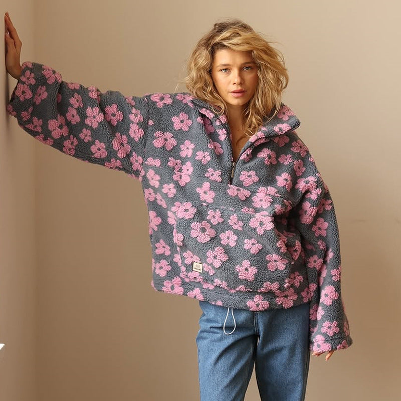 Daisy | Geblümter Warmer Fleecepullover