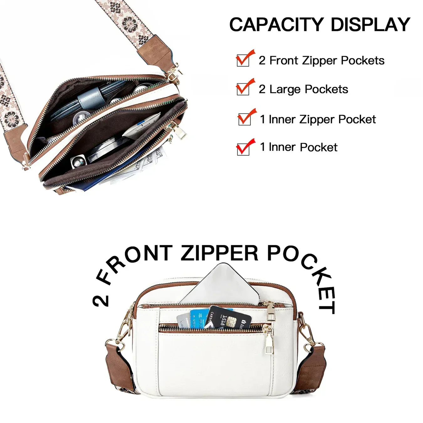 Edith | Raffinierte PU Leder-Schultertasche