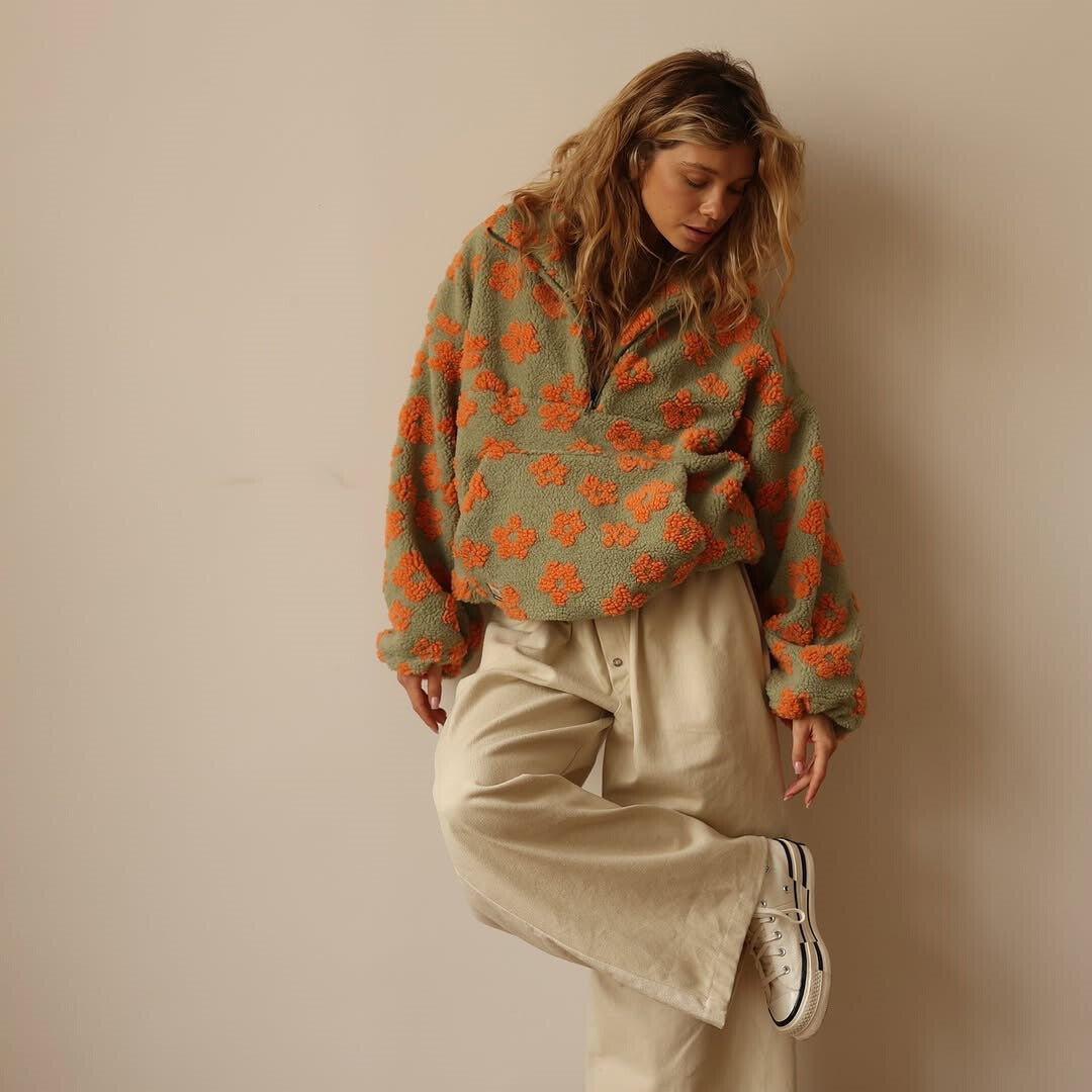 Daisy | Geblümter Warmer Fleecepullover